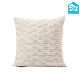 HGTV Art Deco Brushed Faux Fur Pillow Snowbound 22 x 22 inches