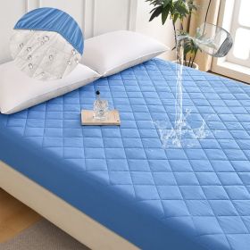 Diamond Grid Ultrasonic Waterproof Mattress Protector (Color: Light Blue)